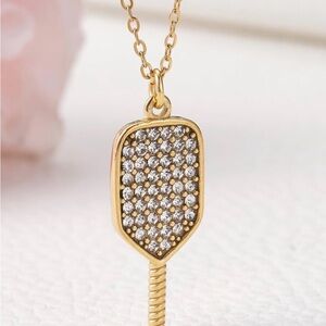 Gold plated Pickleball Pendant Necklace
